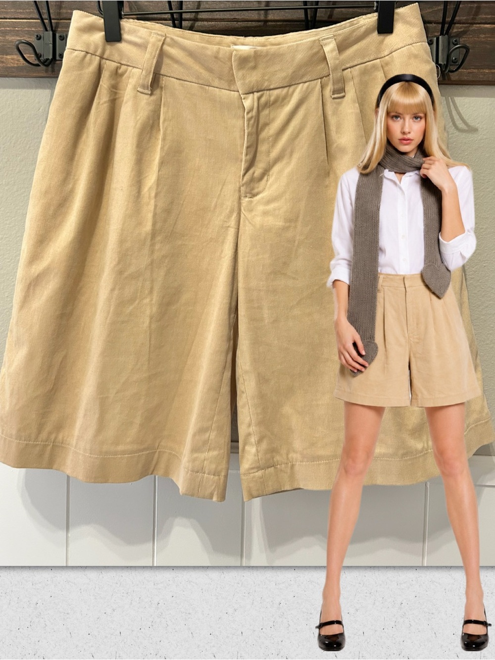 Y2K Rare Erin Fetherston For Target 2007 Beige Pleated Mom High Waist Tan Shorts